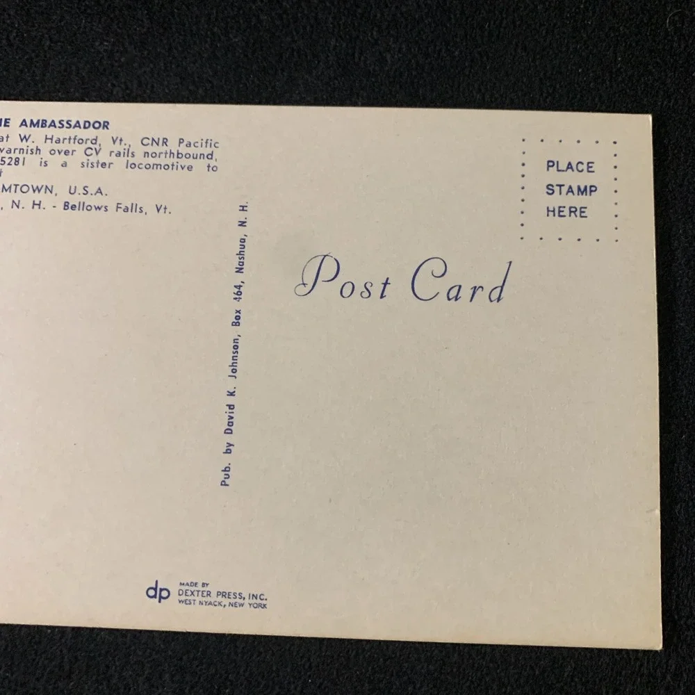 The Ambassador CNR Pacific #5281 West Hartford VT Vermont 1956 Postcard UNP